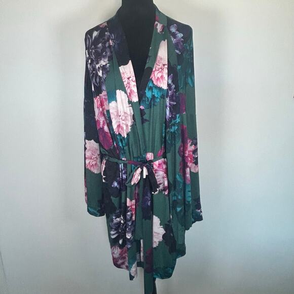 Cacique Floral Micro Robe, Soft Microfiber,  Sz 22/24 - Picture 2 of 8
